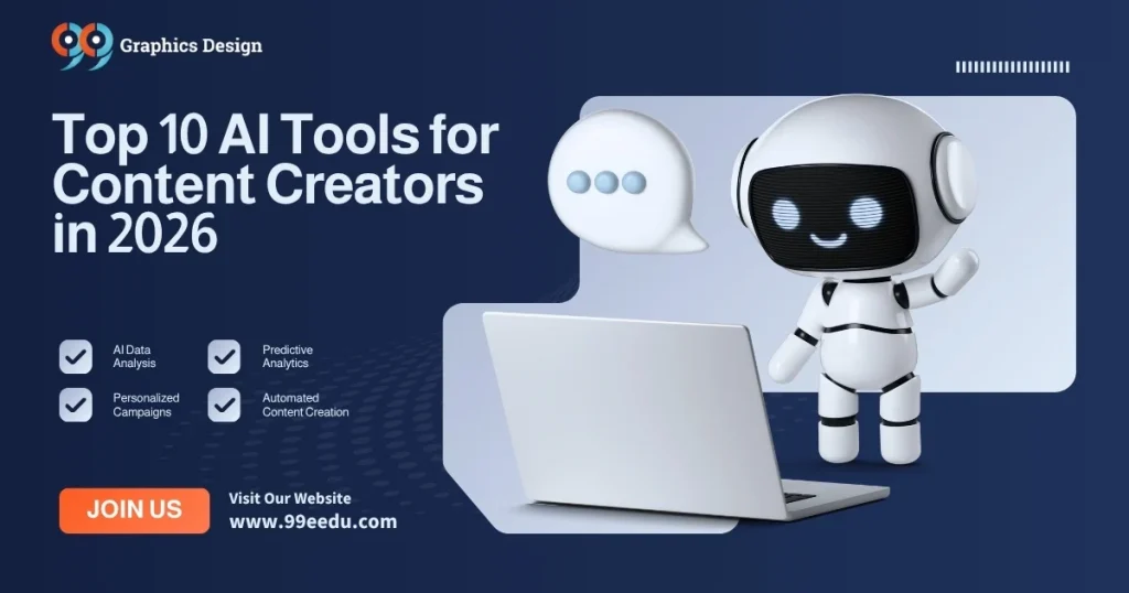 Top 10 AI Tools for Content Creators in 2026 - 99EEDU