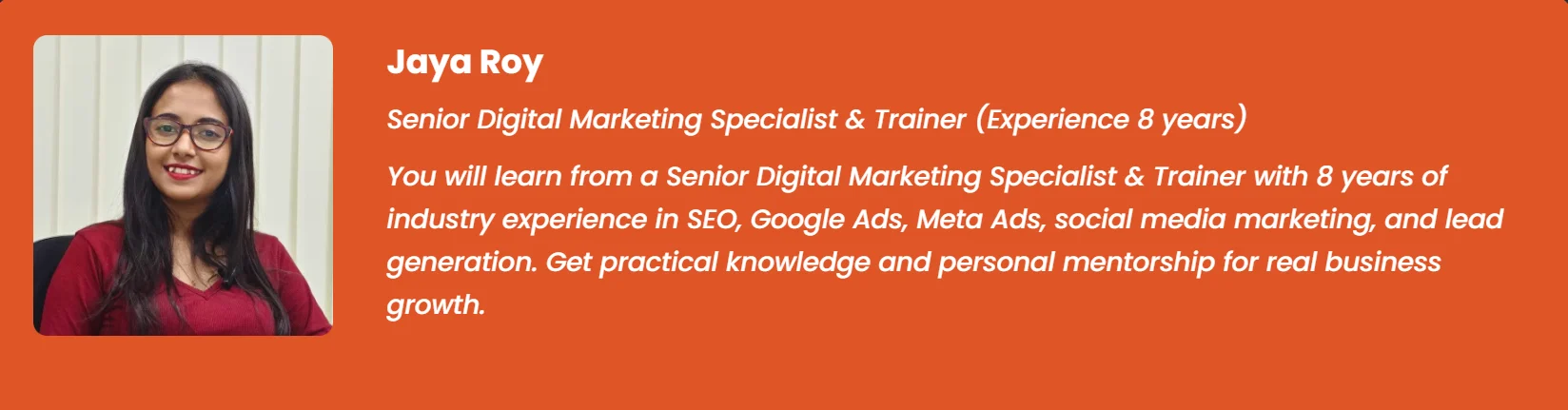 Jaya Roy — Google Ads and Analytics Specialist